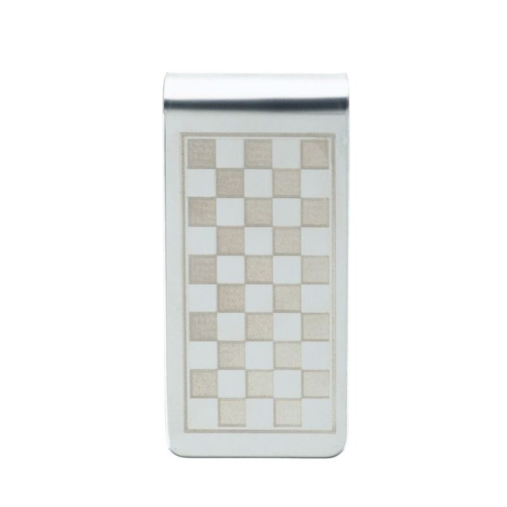 CTM Men's Stainless Steel Checkerboard Money Clip